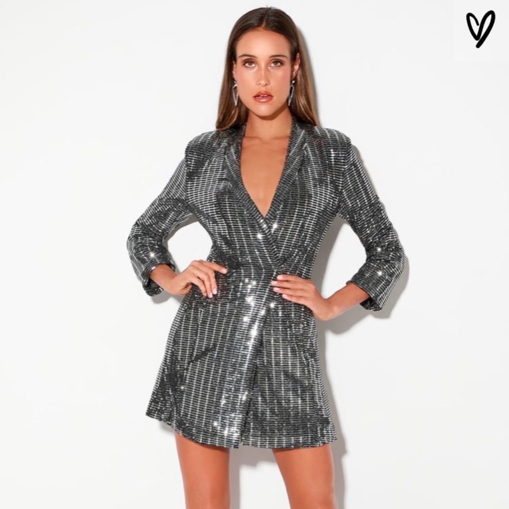 Silver blazer dress